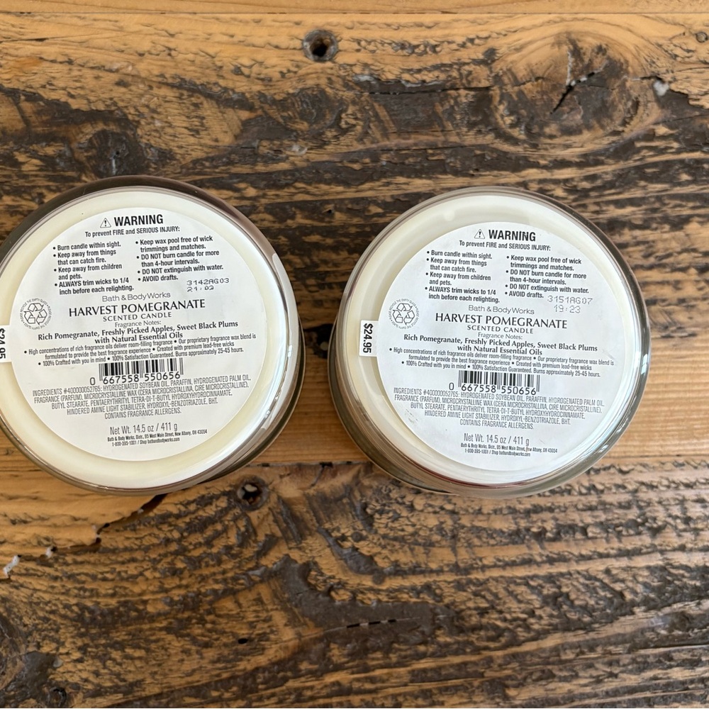 Bath & Body Works Harvest Pomegranate 3-Wick Candles lot of 2 - Picture 4 of 4